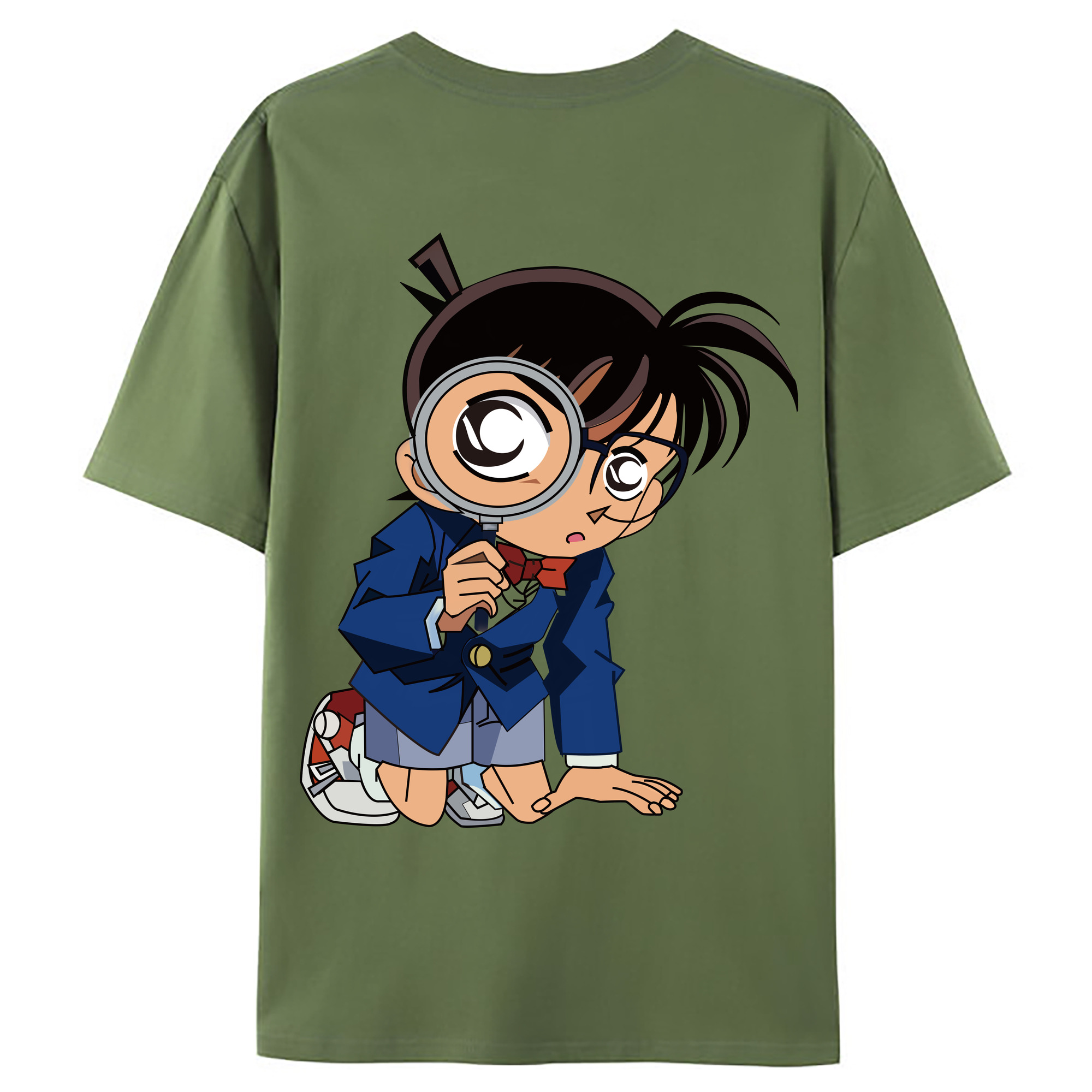 （画像用） 名探偵コナン 江戸川 コナン Detective Conan Conan Edogawa 綿100％ メンズ半袖Tシャツ（バックプリント） 通気性
